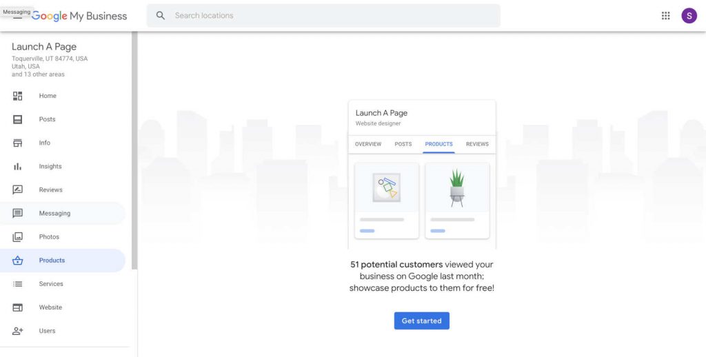 Google My Business Products Page