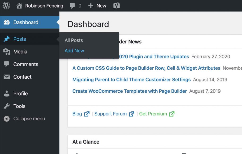 Wordpress Dashboard Create Search Engine Optimized Post selection to build your article library and boost your SEO
