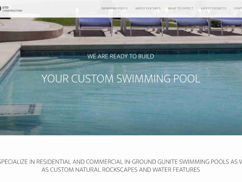 Web Design completed for GTD Pools a swimming pool contractor company in Hurricane utah