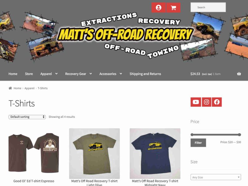 Web Design completed for Matts Offroad Recovery in Hurricane Ut