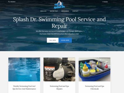 Web Design completed for Splash Dr a swimming pool cleaning and repair company in Hurricane utah