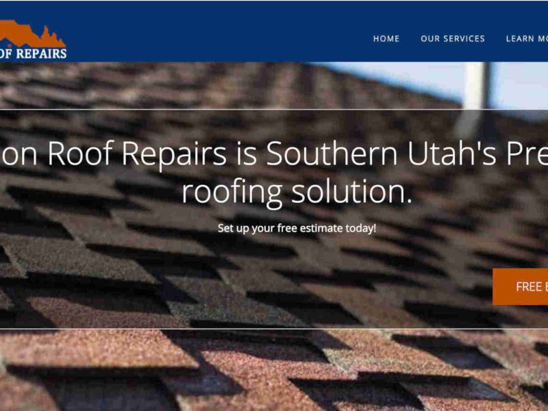 Web Design completed for Zion Roof Repairs a roofing company in Hurricane utah