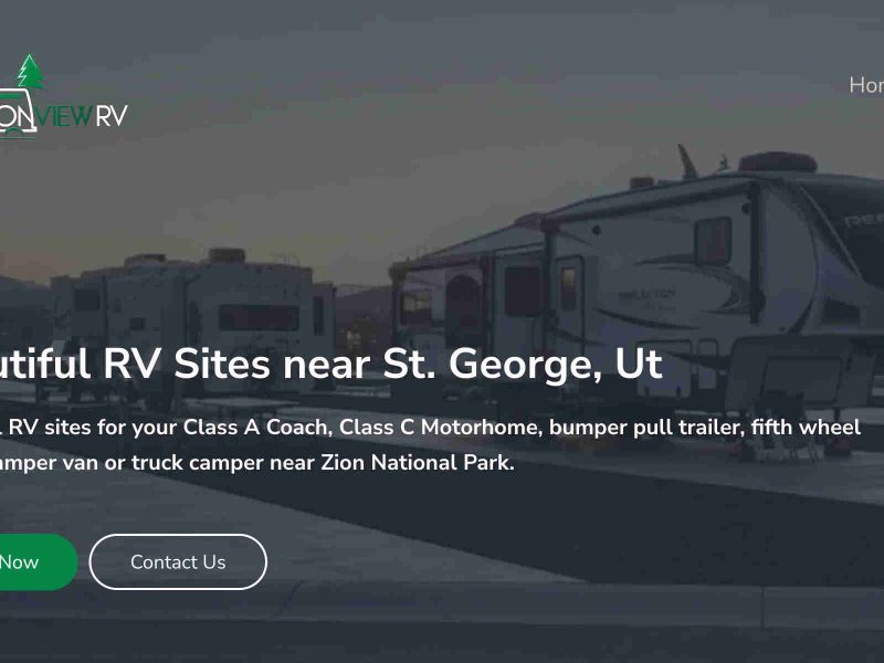 Web Design completed for zion view rv an rv site rental company in Hurricane utah